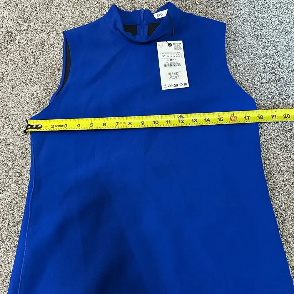 ZARA Women's ZW Collection Sleeveless Short Dress Size M In Bluish - Picture 11 of 14